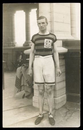 Stamp of Olympics » 1908 London 1908 London real photo postcard of a British athlete, produced by Wilhelm Lamm