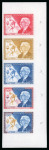 Stamp of Olympics » Pierre de Coubertin and the IOC MONACO: 1963 Coubertin Centenary 1F colour trial in vertical marginal strip of five in different colours, plus France 30F colour trial single in red-brown
