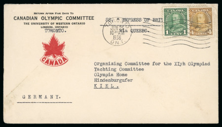 Stamp of Olympics » 1936 Berlin 1936 (Jun 25) Canadian Olympic Committee printed envelope sent to the Organisation Committee in Kiel 