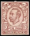 Stamp of Great Britain » King George V » 1911-12 Downey Head Issues 1911 3d Engravers Sketch Die for the unissued value die proof