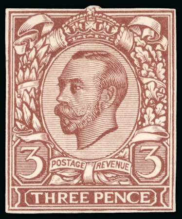 Stamp of Great Britain » King George V » 1911-12 Downey Head Issues 1911 3d Engravers Sketch Die for the unissued value die proof