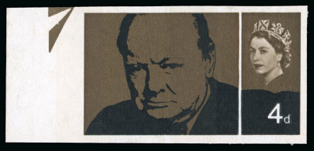 Stamp of Great Britain » Queen Elizabeth II 1965 Churchill 4d & 1s3d (phosphor paper) set of two imperforate imprimaturs
