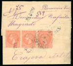 Stamp of Romania » 1872-79 Prince Carol I - Perforated 1880 Registered part wrapper to Craiova franked 15b