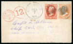 Stamp of United States » 1870-75 National Bank Note Co. and Continental Bank Note Co. Issues 1875ca Envelope from the USA to Captain Allen on the whaling ship "Eric the Red", with Peru postage dues