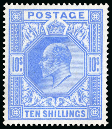 Stamp of Great Britain » King Edward VII » 1902-10 De La Rue Issues 1902-10 De La Rue 10s ultramarine mint n.h.