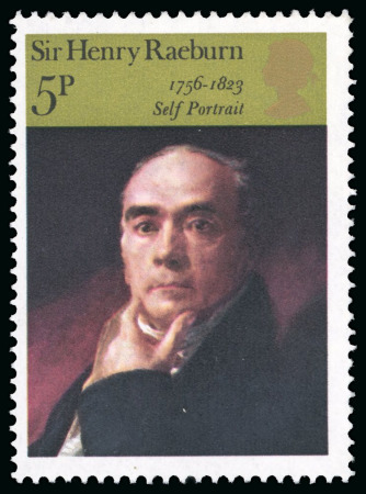 Stamp of Great Britain » Queen Elizabeth II 1973 Paintings 5p with GREENISH YELLOW OMITTED error, mint n.h.