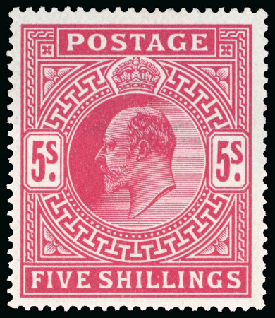 Stamp of Great Britain » King Edward VII » 1911-13 Somerset House Issues 1911-13 Somerset House 5s carmine, mint n.h.