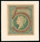 Stamp of Great Britain » 1855-1900 Surface Printed » 1887-1900 Jubilee Issue & 1891 £1 Green 1887 Jubilee Issue 5d hand painted essay in green and brown