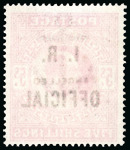 Stamp of Great Britain » Officials INLAND REVENUE: 1902-04 5s bright carmine I. R. Official with "CANCELLED" type 18 overprint, mint n.h.