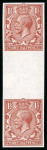 Stamp of Great Britain » King George V » 1924-36 Issues 1924-26 Wmk Block Cypher 1 1/2d red-brown, watermark sideways, mint imperforate imprimatur vertical gutter pair