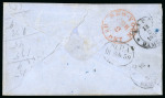 Stamp of United States 1859 Envelope to Sweden endorsed "via New York first closed mail", with "28", oval "STEAM SHIP" hs