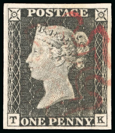 Stamp of Great Britain » 1840 1d Black and 1d Red plates 1a to 11 1840 1d black pl.1a TK, large margins all round, used