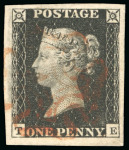 Stamp of Great Britain » 1840 1d Black and 1d Red plates 1a to 11 1840 1d black, Pl.1b TE, large margins