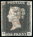 Stamp of Great Britain » 1840 1d Black and 1d Red plates 1a to 11 1840 1d black pl.1b RE, with variety watermark inverted