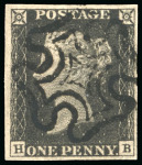 Stamp of Great Britain » 1840 1d Black and 1d Red plates 1a to 11 1840 1d black pl.2 HB, black Maltese Cross