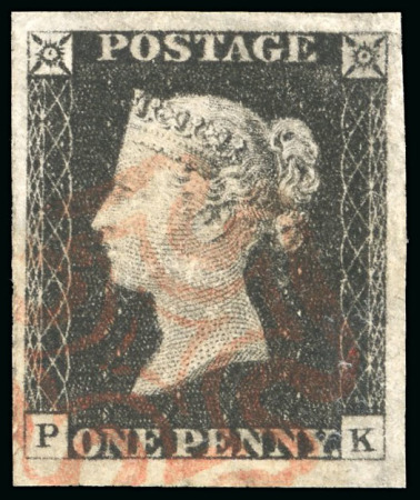Stamp of Great Britain » 1840 1d Black and 1d Red plates 1a to 11 1840 1d black pl.2 PK, Maltese Cross in red