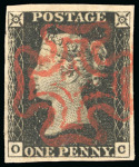 Stamp of Great Britain » 1840 1d Black and 1d Red plates 1a to 11 1840 1d black pl.3 OC, Maltese Cross in red, superb