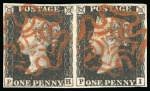 Stamp of Great Britain » 1840 1d Black and 1d Red plates 1a to 11 1840 1d black pl.4 PH-PI pair, four margins