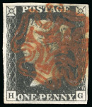 Stamp of Great Britain » 1840 1d Black and 1d Red plates 1a to 11 1840 1d black pl.5 HG, Stonehaven Maltese cross in red