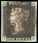 Stamp of Great Britain » 1840 1d Black and 1d Red plates 1a to 11 1840 1d intense black pl.6 TH, deep red Maltese Cross