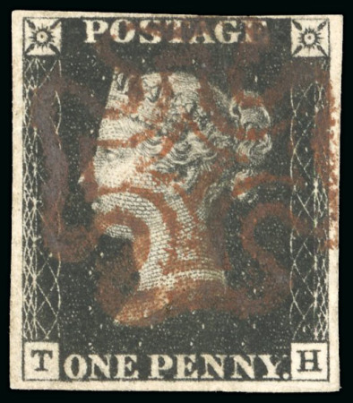 Stamp of Great Britain » 1840 1d Black and 1d Red plates 1a to 11 1840 1d intense black pl.6 TH, deep red Maltese Cross