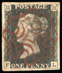 Stamp of Great Britain » 1840 1d Black and 1d Red plates 1a to 11 1840 1d black pl.6 FL, deep red Maltese cross
