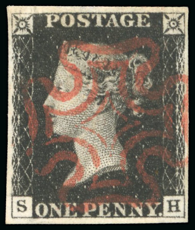 Stamp of Great Britain » 1840 1d Black and 1d Red plates 1a to 11 1840 1d black pl.6 SH, red Maltese cross
