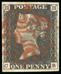 Stamp of Great Britain » 1840 1d Black and 1d Red plates 1a to 11 1840 1d black pl.7 CB, red Maltese cross