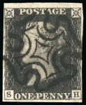 Stamp of Great Britain » 1840 1d Black and 1d Red plates 1a to 11 1840 1d intense black pl.7 SH, black Maltese cross