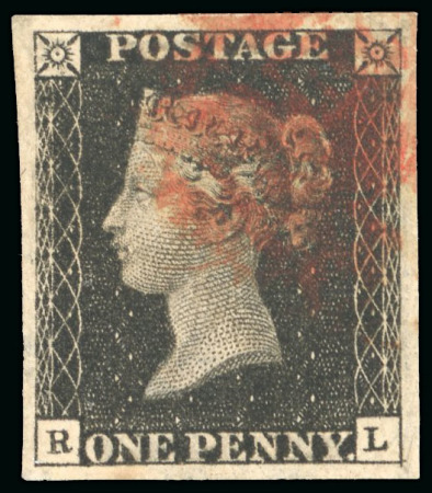 Stamp of Great Britain » 1840 1d Black and 1d Red plates 1a to 11 1840 1d intense black pl.7 RL, red Maltese cross