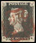 Stamp of Great Britain » 1840 1d Black and 1d Red plates 1a to 11 1840 1d black pl.8 HE, red Maltese cross