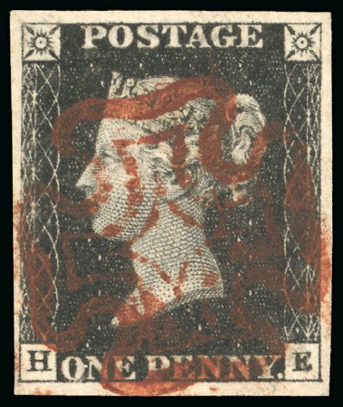 Stamp of Great Britain » 1840 1d Black and 1d Red plates 1a to 11 1840 1d black pl.8 HE, red Maltese cross