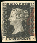 Stamp of Great Britain » 1840 1d Black and 1d Red plates 1a to 11 1840 1d black pl.8 DB, complete clear profile