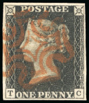 Stamp of Great Britain » 1840 1d Black and 1d Red plates 1a to 11 1840 1d black pl.9 TC, four margins, neatly cancelled