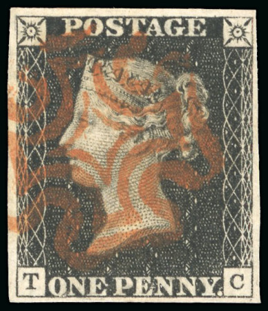 Stamp of Great Britain » 1840 1d Black and 1d Red plates 1a to 11 1840 1d black pl.9 TC, four margins, neatly cancelled