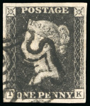 Stamp of Great Britain » 1840 1d Black and 1d Red plates 1a to 11 1840 1d black pl.9 TK, good to large four margins,