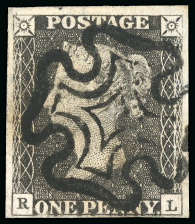 Stamp of Great Britain » 1840 1d Black and 1d Red plates 1a to 11 1840 1d grey black pl.10 RL, P converted to R, "long-tailed R"