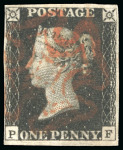 Stamp of Great Britain » 1840 1d Black and 1d Red plates 1a to 11 1840 1d black pl.10 PF, red Maltese cross