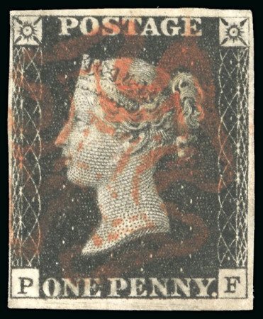 Stamp of Great Britain » 1840 1d Black and 1d Red plates 1a to 11 1840 1d black pl.10 PF, red Maltese cross