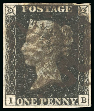 Stamp of Great Britain » 1840 1d Black and 1d Red plates 1a to 11 1840 1d black pl.10 IB, deep brown-black Maltese Cross