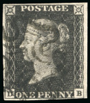 Stamp of Great Britain » 1840 1d Black and 1d Red plates 1a to 11 1840 1d grey black pl.11 DB, four margins, RPSL