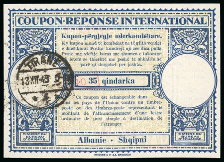 Stamp of Italy » Foreign Occupations of Italian Territories or Under Italian Sovereignty » German Occupation of Albania 1943 (Dec 13) Two 35q international reply coupons from Tirana