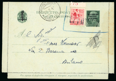 Stamp of Italy » Repubblica Sociale Italiana Affrancatura RSI non tollerata e tollerata da due uffici diversi