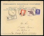 Stamp of Italy » Regno del Sud Raccomandata in tariffa con 50 c., 2,50 l. su 1,75 l. e "Lupa" 50 c. senza filigrana