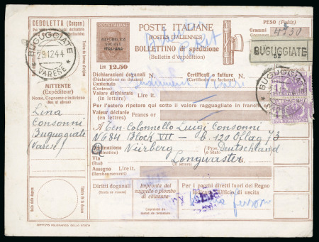 Stamp of Italy » Repubblica Sociale Italiana Bollettino pacchi "Repubblica/Sociale/Italiana" da 12,50 l.