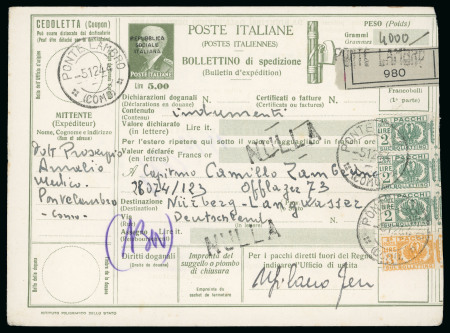 Stamp of Italy » Repubblica Sociale Italiana Bollettino pacchi "Repubblica/Sociale/Italiana" da 5 l.