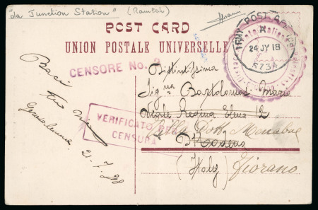Stamp of Italy » Missions, Post Offices and Postal History Abroad » Palestine 1917-18 Two postcards to Italy bearing different postmarks