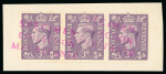Stamp of Great Britain » King George VI 1941-42 1/2d, 1d, 2d, 2 1/2d and 3d in strips of three (2d vert.) affixed to 2 pieces with "SPÉCIMEN / COLLECTION / MAURITANIE" three-line hs