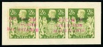 Stamp of Great Britain » King George VI 1939-48 High Values in strips of three affixed to pieces with SPECIMEN ovpts and "SPÉCIMEN / COLLECTION / MAURITANIE" three line hs