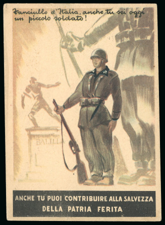 Stamp of Italy » Posta Militare » Seconda Guerra Mondiale Cartolina in franchigia della RSI "Balilla" usata